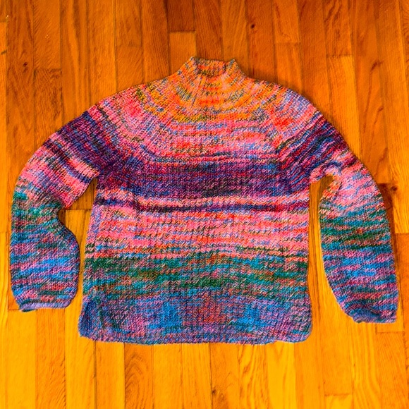 GAP NWTs Sz XS Gorgeous cotton blend ombre knit, textural funnel neck sweater